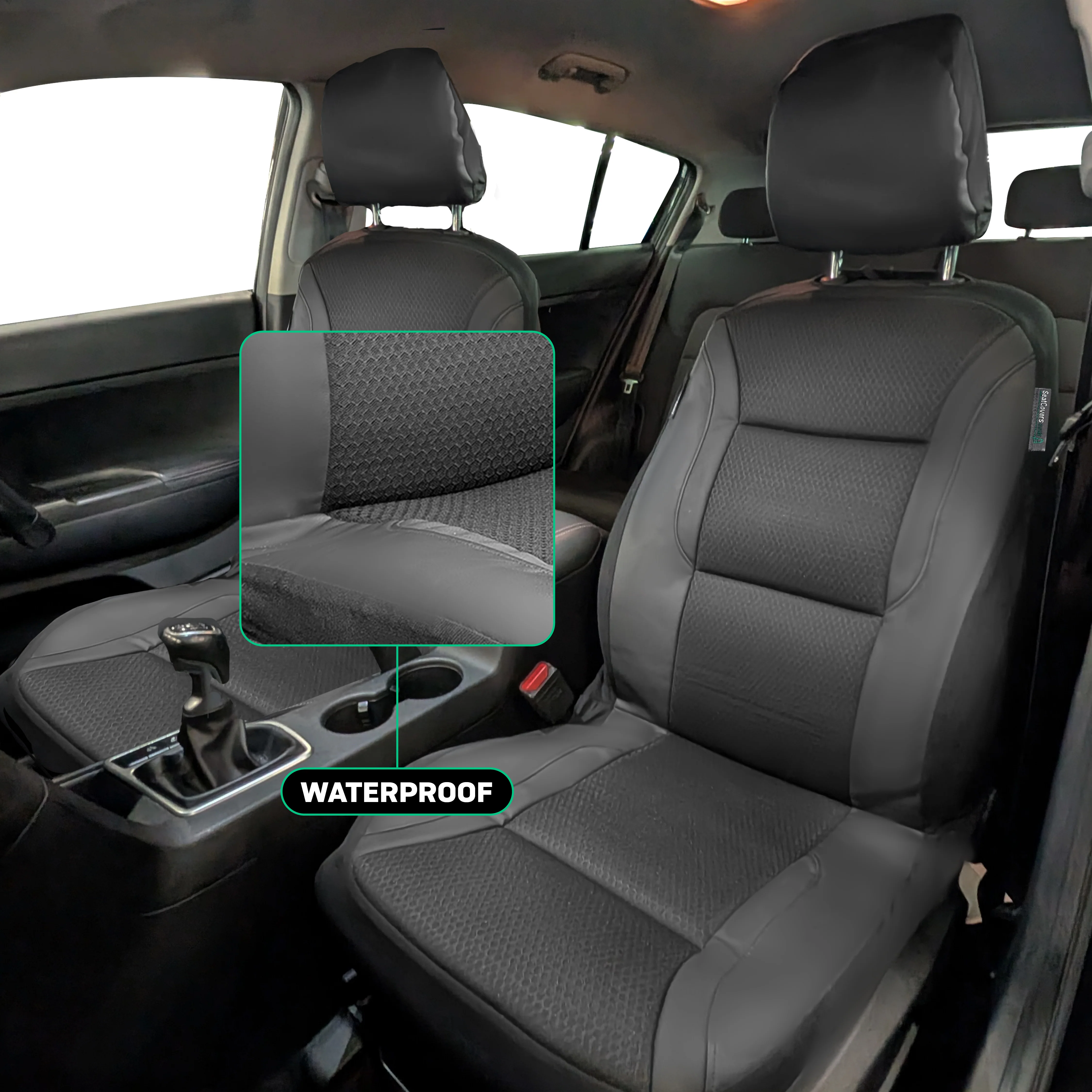 Driver & Passenger Semi-Tailored Leatherette & Memory Foam Seat Covers - Waterproof & Airbag Compatible - Image 2