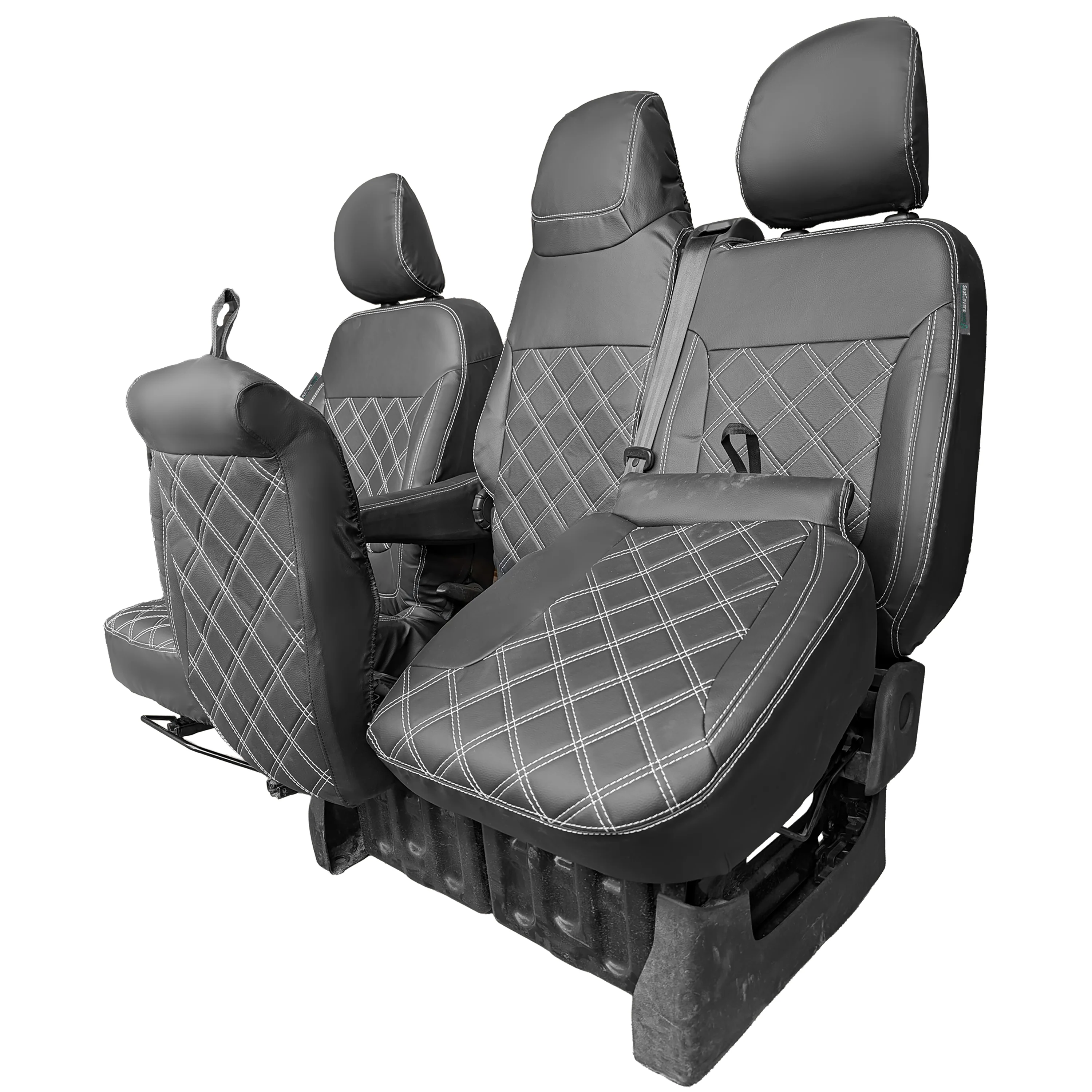 Vauxhall Vivaro Van 2014-2019 Leatherette Seat Covers - Three Front Seats Folding Middle Seat - Image 2